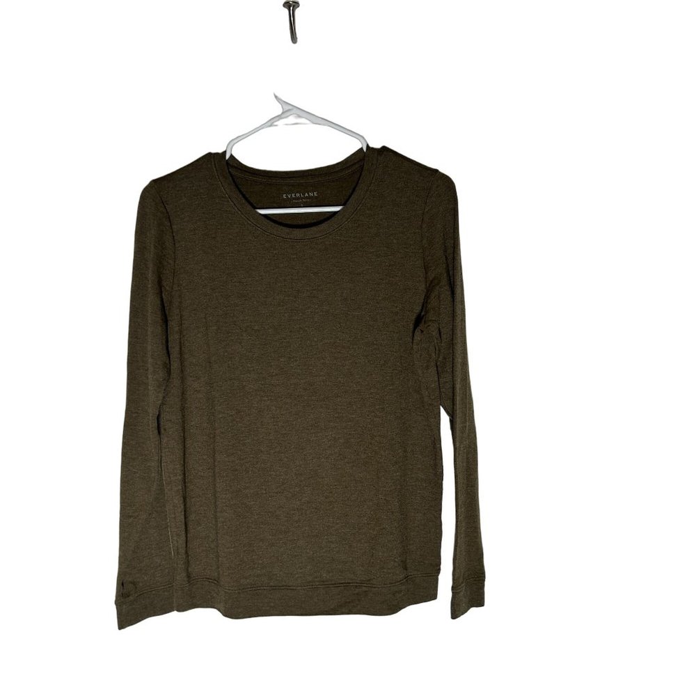 Everlane French Terry Crew Neck Long Sleeve Tshirt Green Size S
